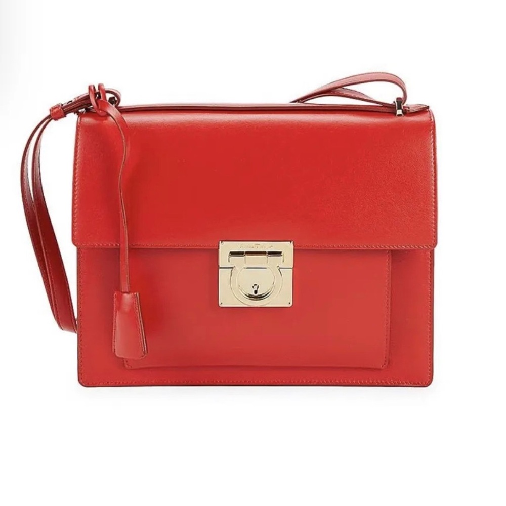 Salvatore Ferragamo Marisol Leather Shoulder Bag, Flame Red